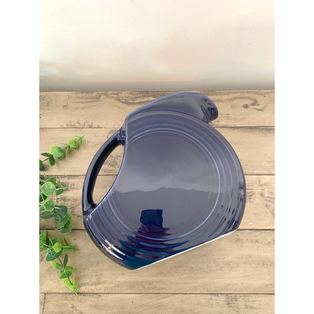 Vintage Fiesta Cobalt Blue Pitcher 67 oz Homer Laughlin Fiestaware Art Deco Americana Pottery