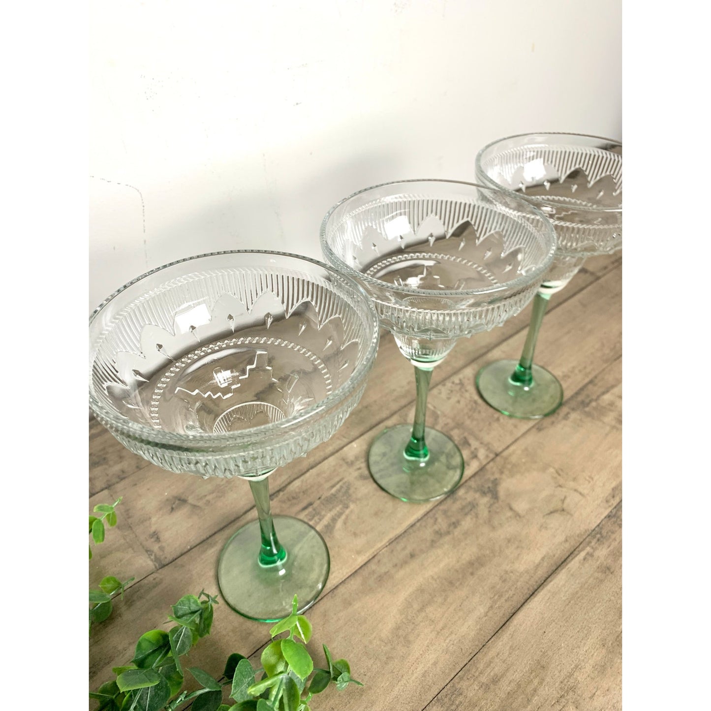 Set of 3 Vintage Glass Margarita Glasses Sombrero by Cristal D’Arques-Durand