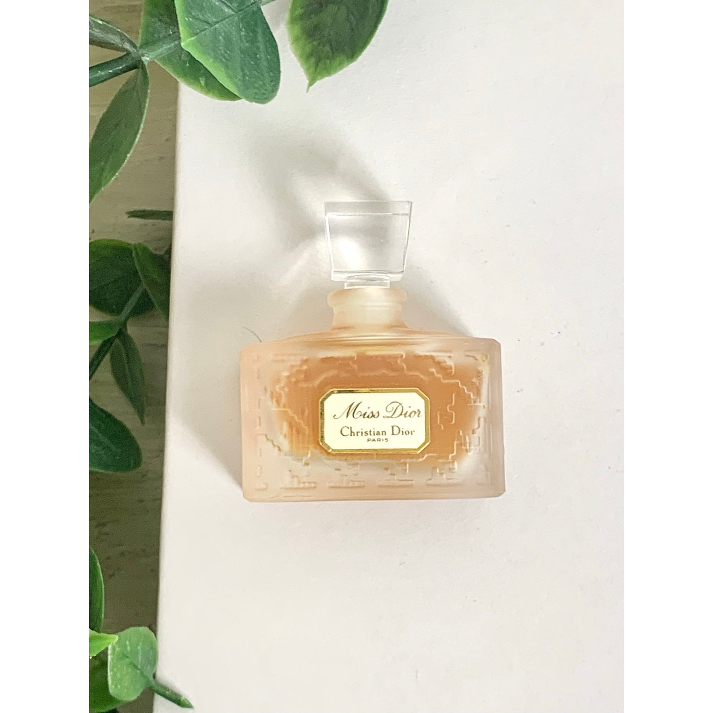 Vintage Christian Dior Miss Dior Miniature Perfume Splash Bottle Frosted Glass