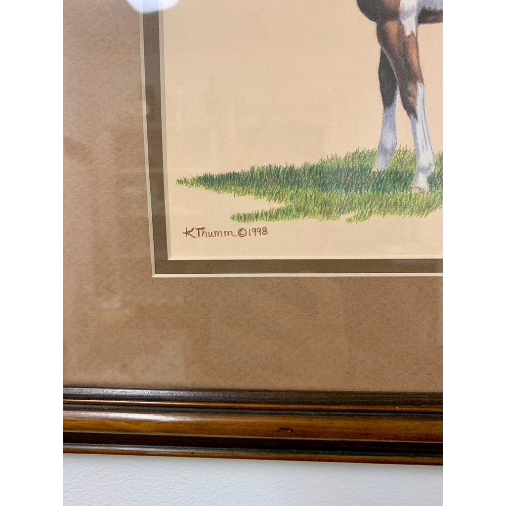 Vintage Limited Edition Horse Print Framed Signed 1998 Karen Thumm Equestrian Art