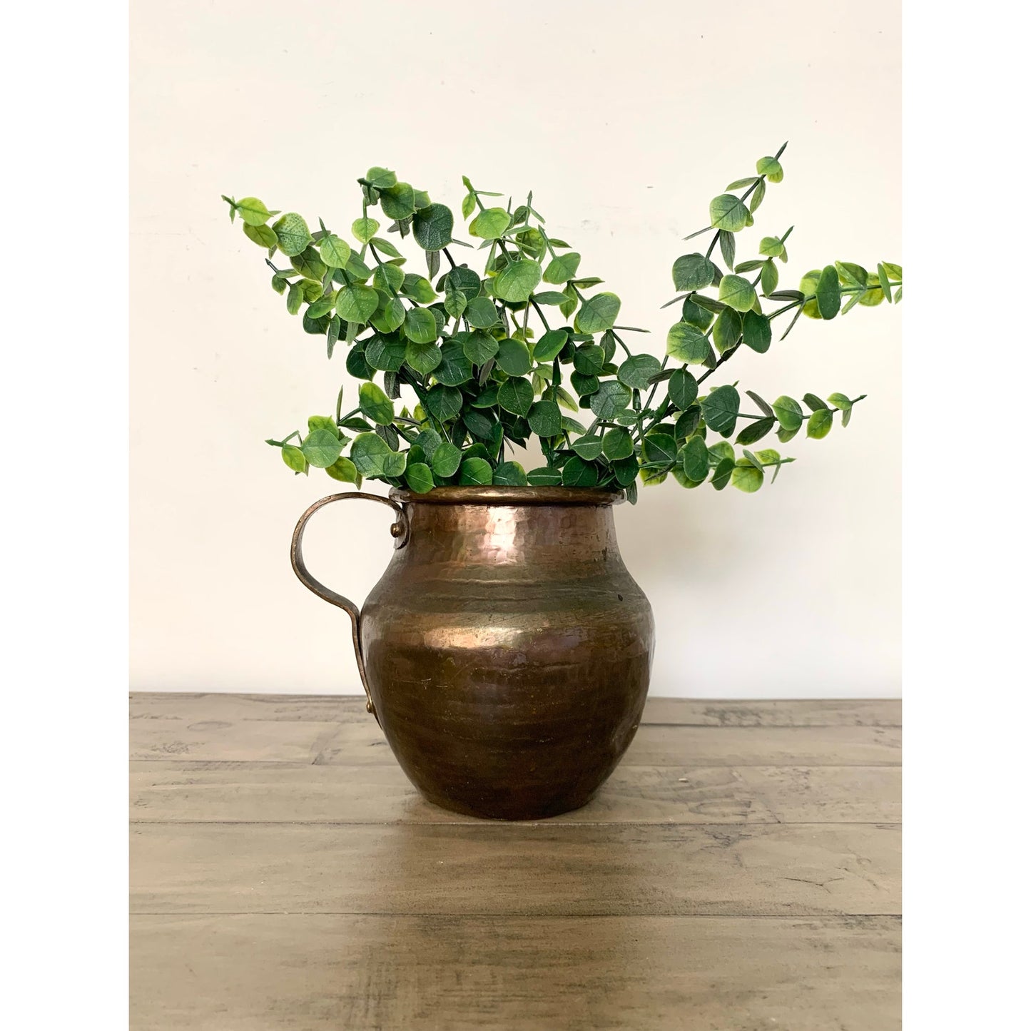 Antique Hand Hammered Copper Pitcher Rustic Farmhouse Patina Primitive Vase Jug