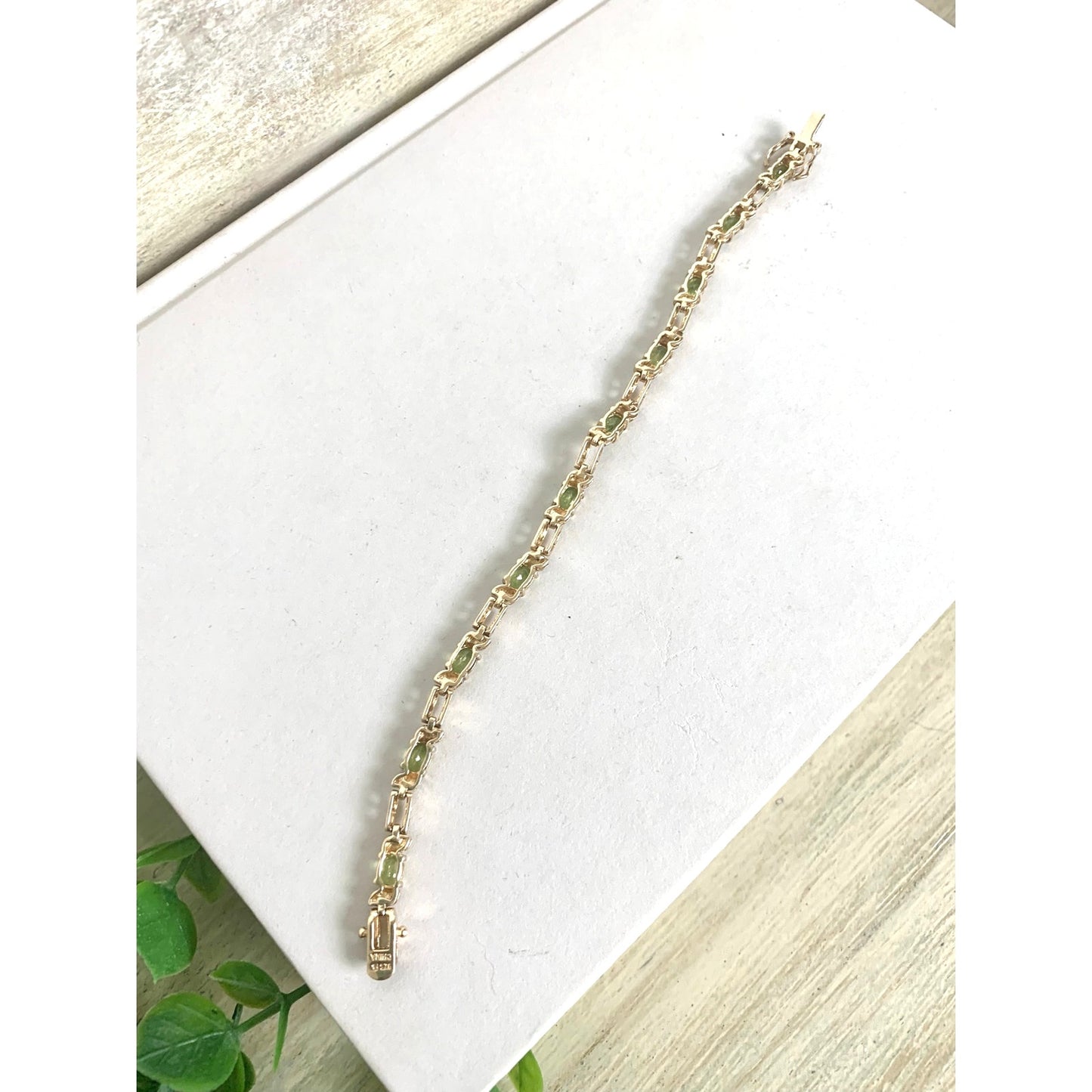 Vintage Ross Simons Peridot Tennis Bracelet Sterling Silver Gold Vermeil Elegant