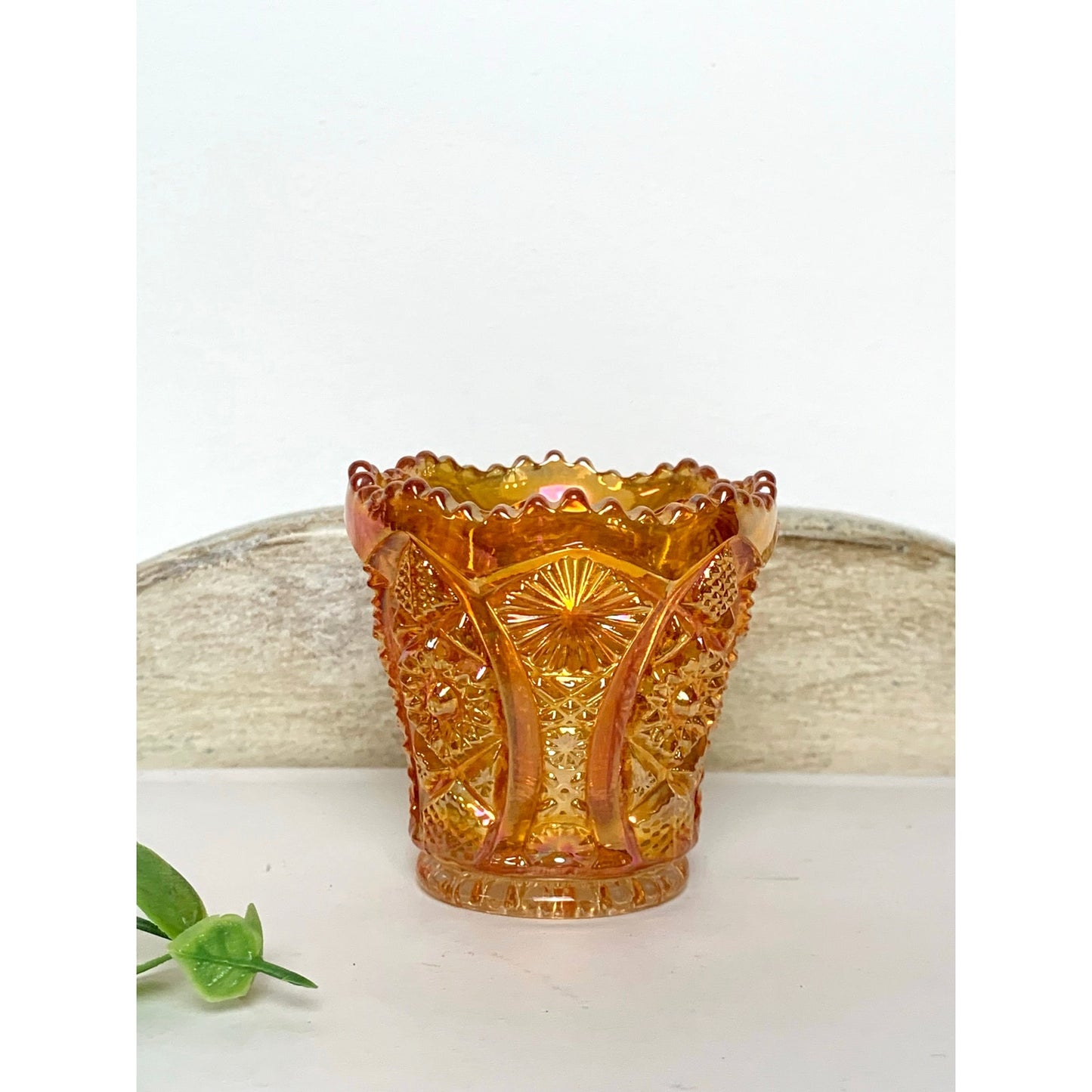 Vintage Imperial Glass Marigold Carnival Glass Toothpick Holder Iridescent Votive
