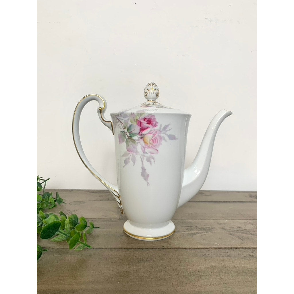 Vintage Noritake China Tea Coffee Serving Set Maruki “M” Backstamp, Pink Rose Pattern