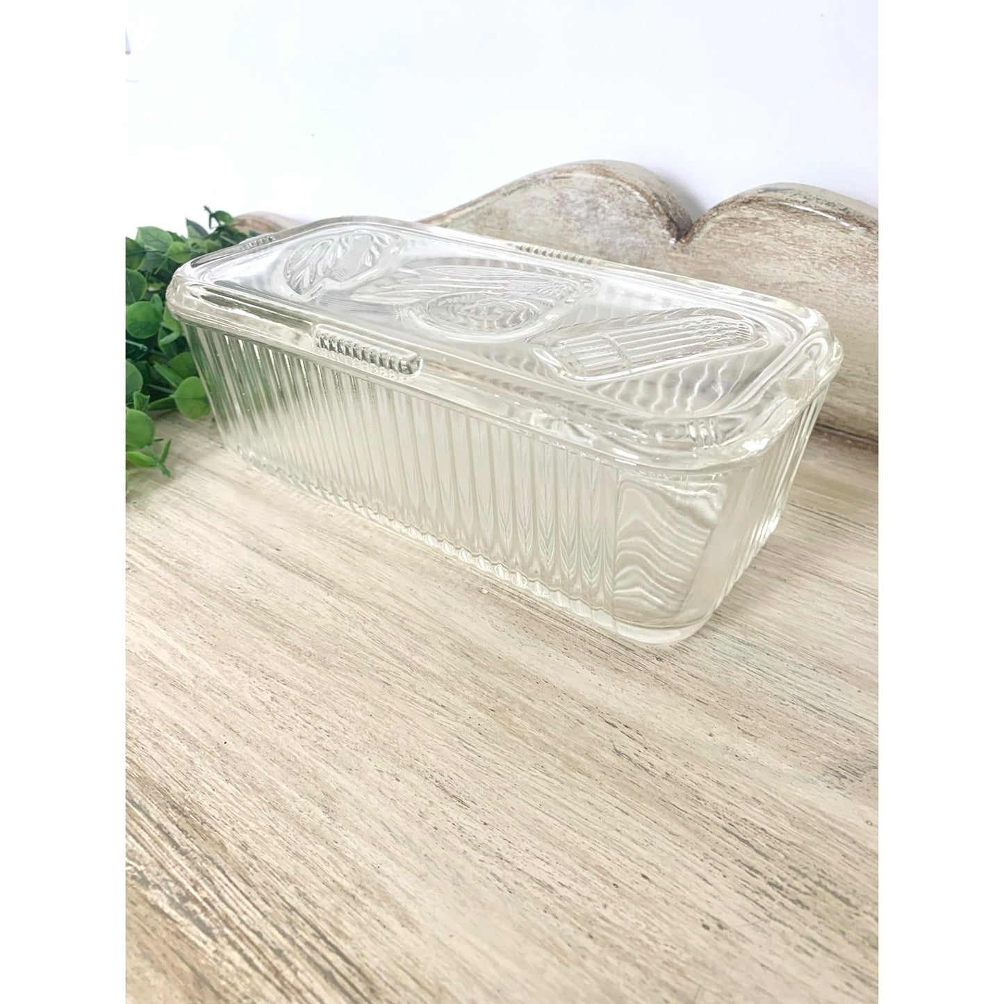 Vintage Federal Glass Refrigerator Dish Lidded Glass Storage Container Retro Vegetable Dish