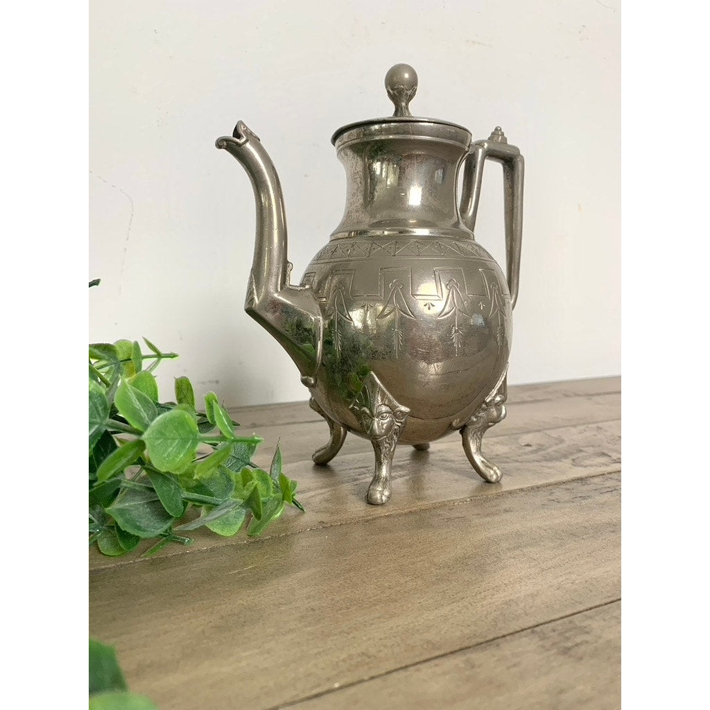 Antique Reed & Barton Triple-Plate Silver Teapot Lion Head Footed Old Money