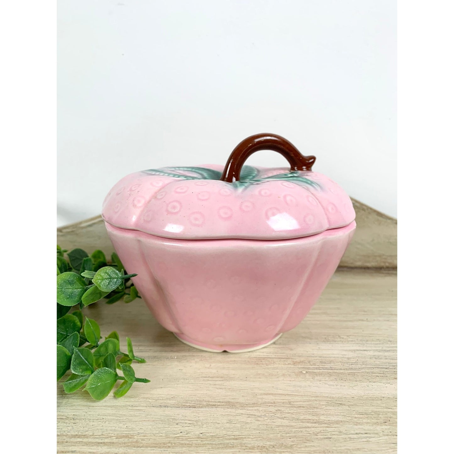 Vintage Pink Strawberry Ceramic Serving Set