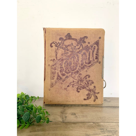 Antique Victorian Photo Album with 1800s Portraits Photography Ephemera Book