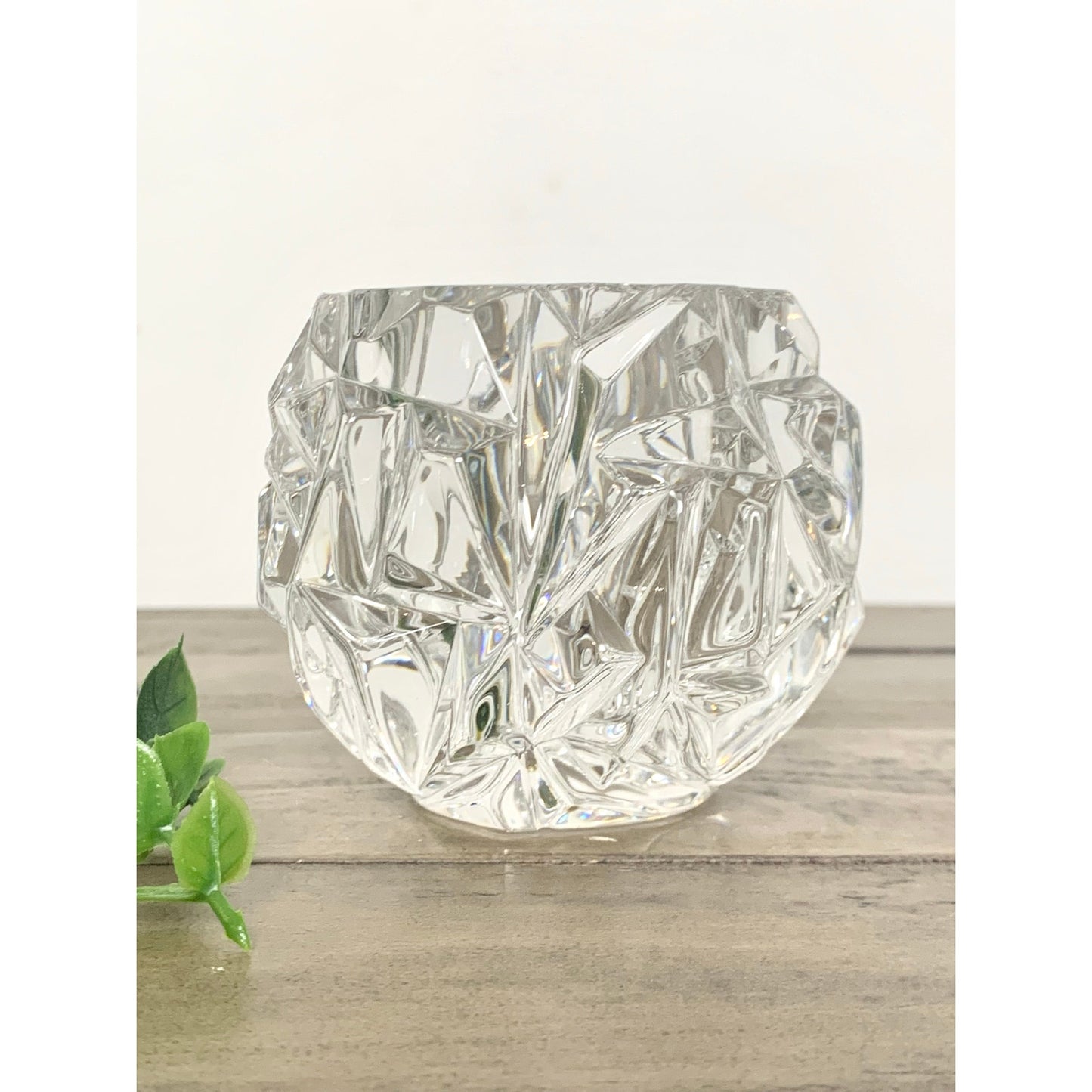 Tiffany & Co. Crystal Faceted Candle Votive Holder – Signed Clear Rock Cut Glass