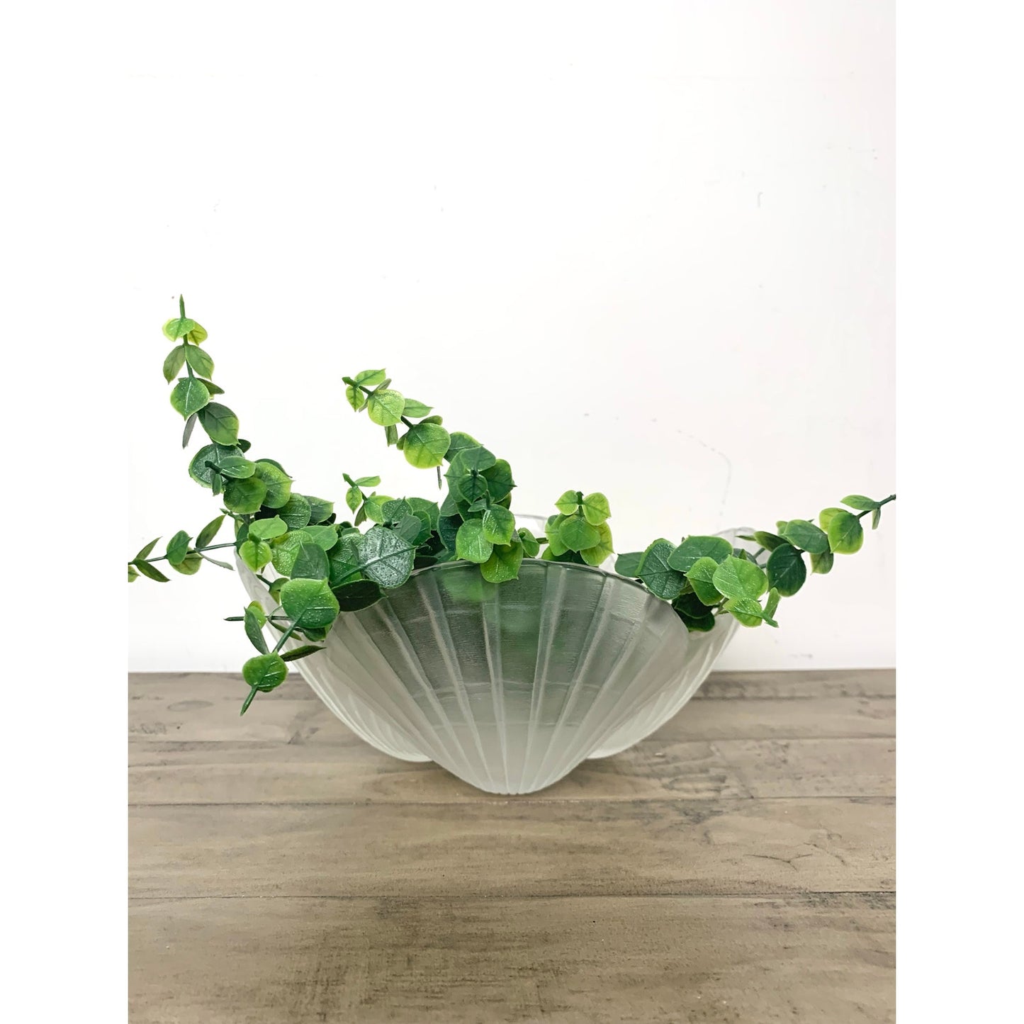 Vintage Mikasa Frosted Crystal Glass Clamshell Coastal Serving Salad Bowl