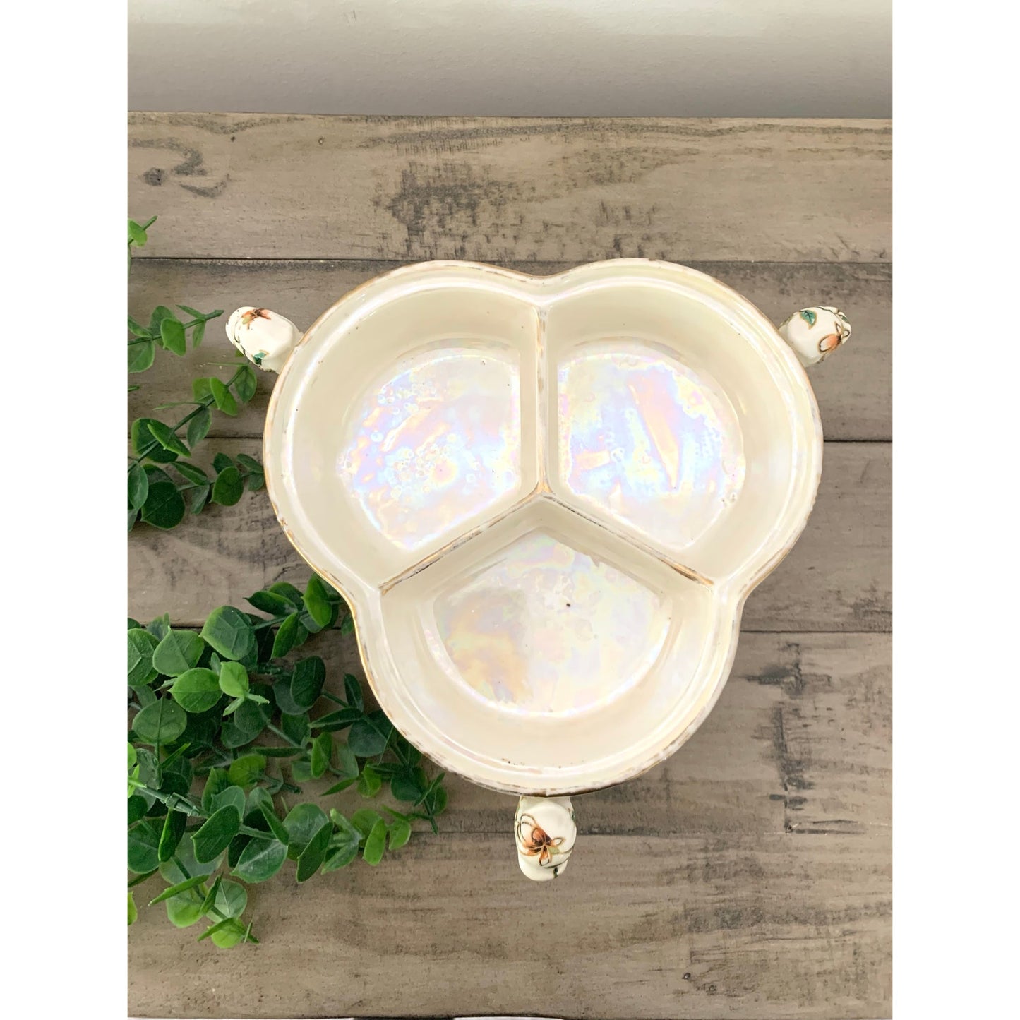 Vintage Japan Floral Ceramic Dish Trinket Serving Lusterware Bowl Catchall Retro