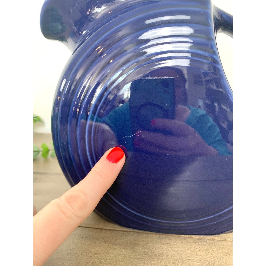 Vintage Fiesta Cobalt Blue Pitcher 67 oz Homer Laughlin Fiestaware Art Deco Americana Pottery