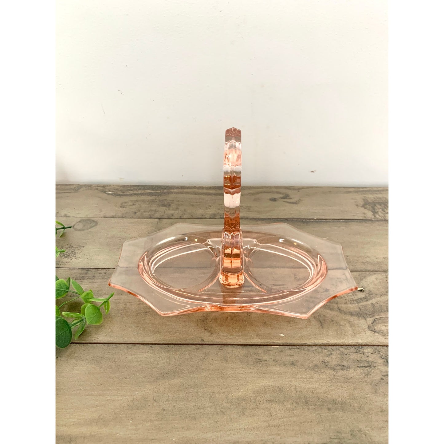 Vintage Cambridge Pink Depression Glass Cream and Sugar Set with Caddy