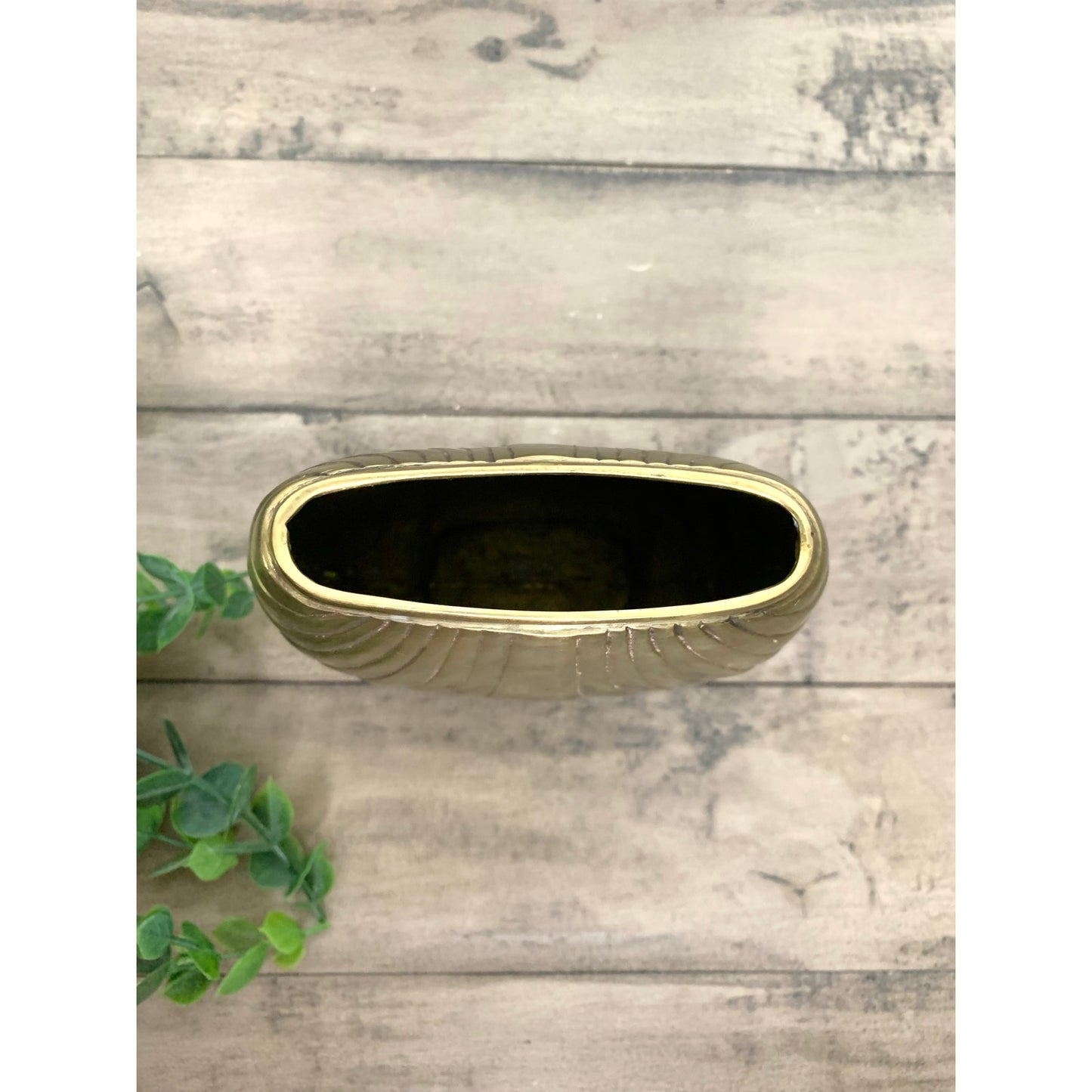 Vintage 1980 Dolbi Cashier Brass Shell Vase Art Deco Coastal Nautical Old Money