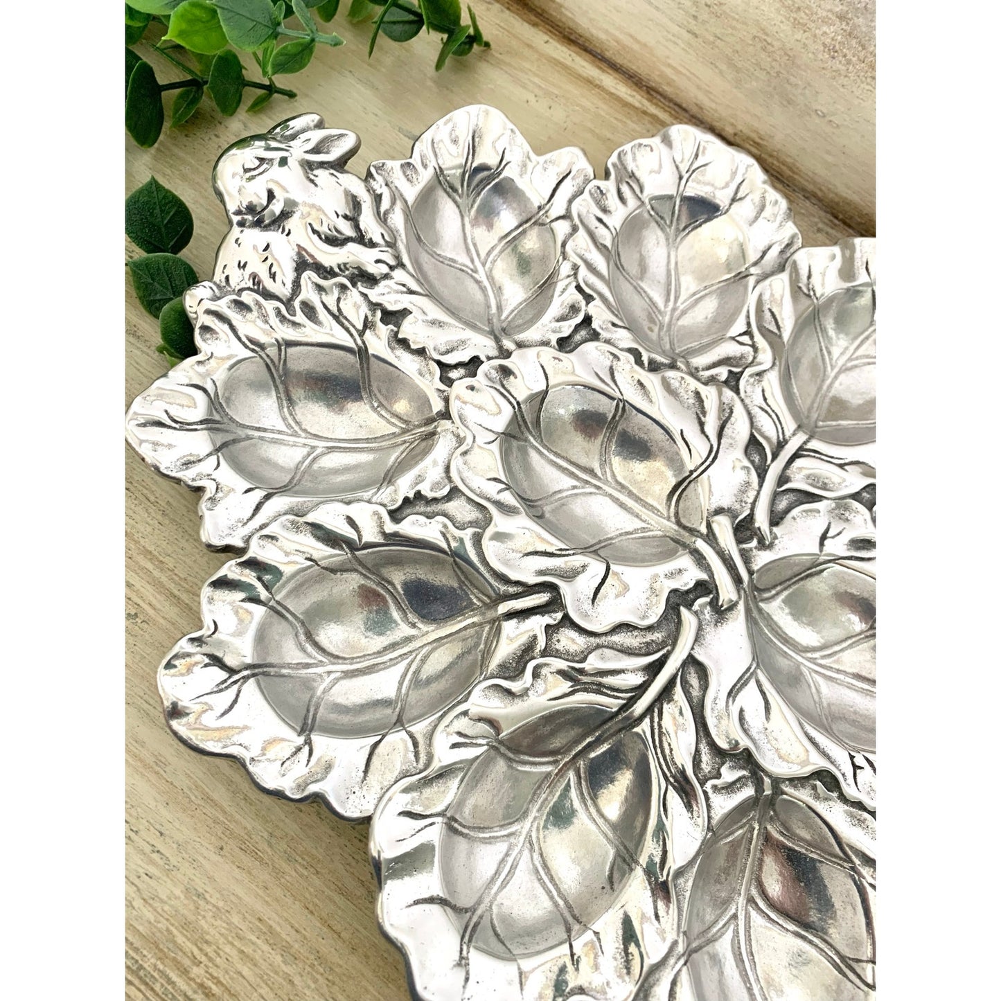 Vintage Arthur Court Deviled Egg Tray Bunny Cabbage Platter Server