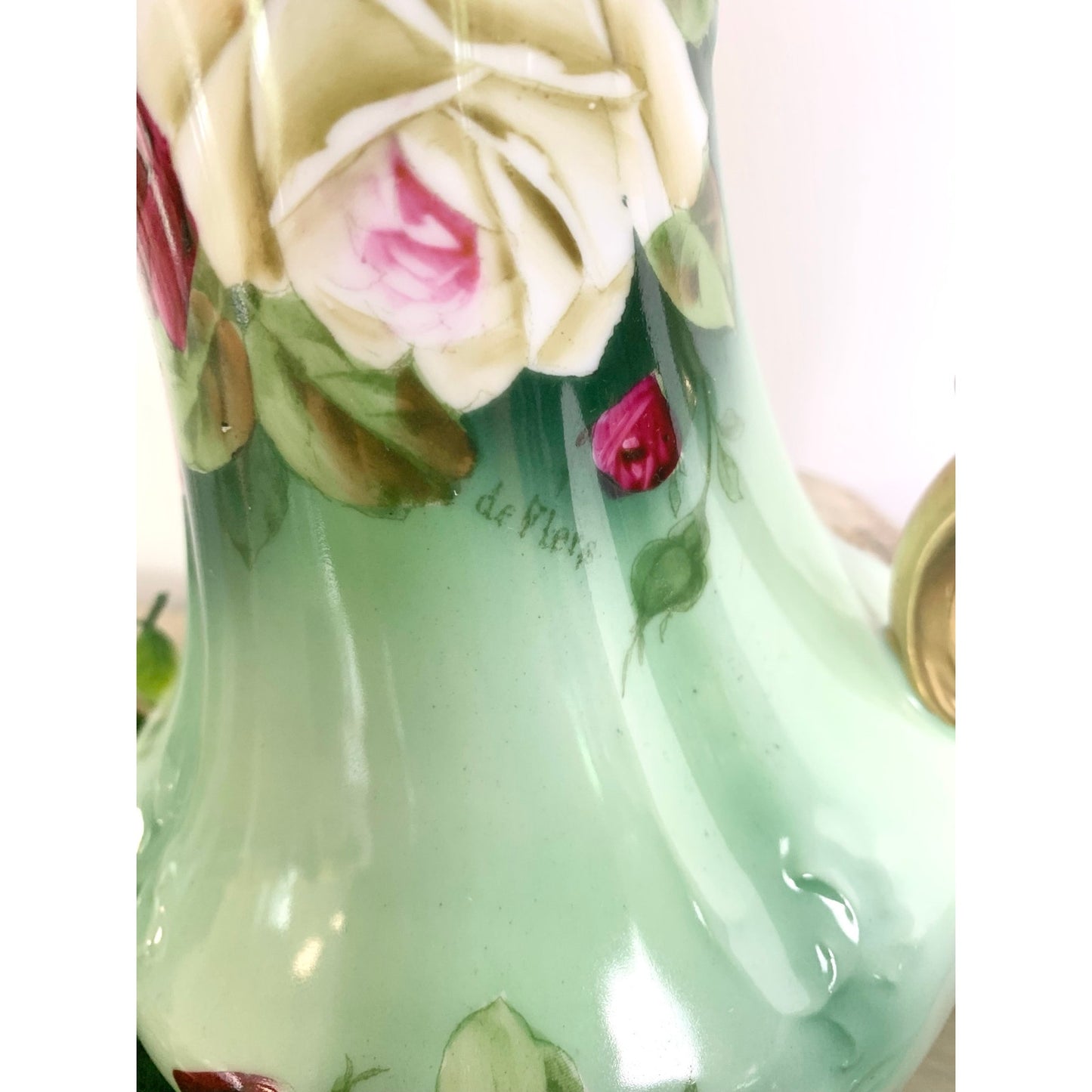 Antique Royal Munich Bavarian Hand Painted Rose Pitcher Ewer Covered Tureen Set