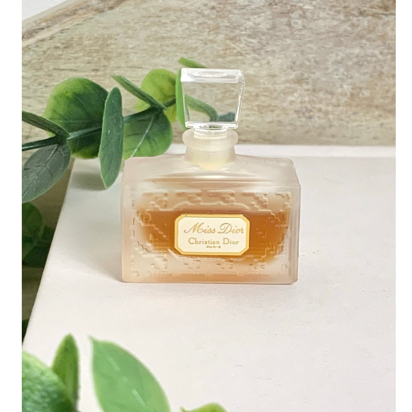 Vintage Christian Dior Miss Dior Miniature Perfume Splash Bottle Frosted Glass