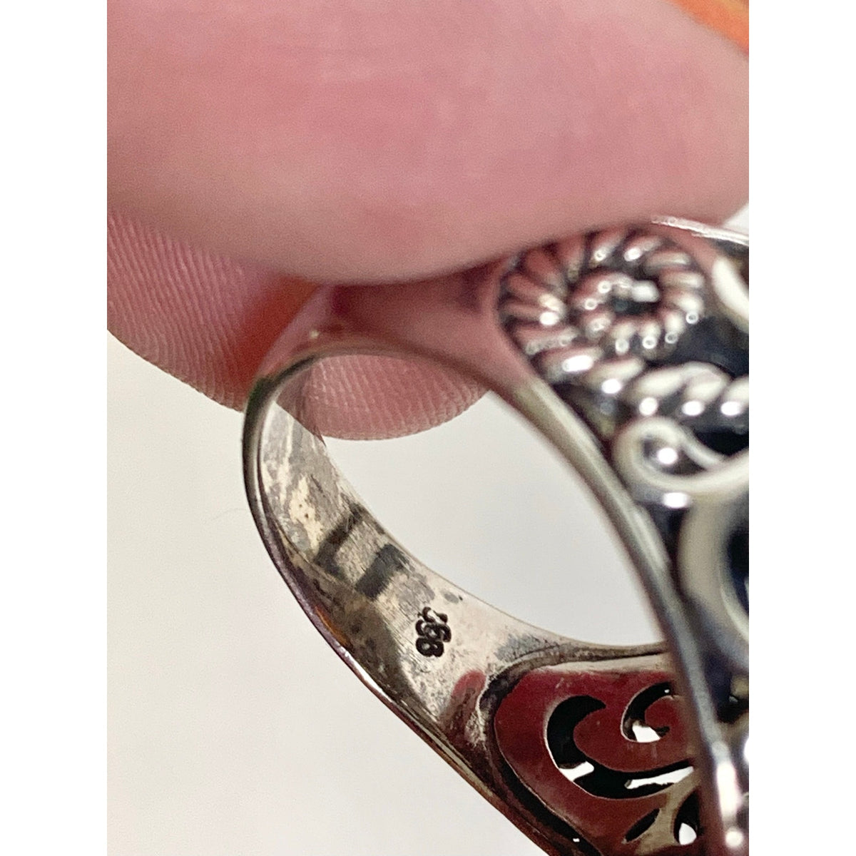 Vintage Sterling Silver Amber Ring Ornate Filigree Statement Jewelry 925 Boho Southwestern
