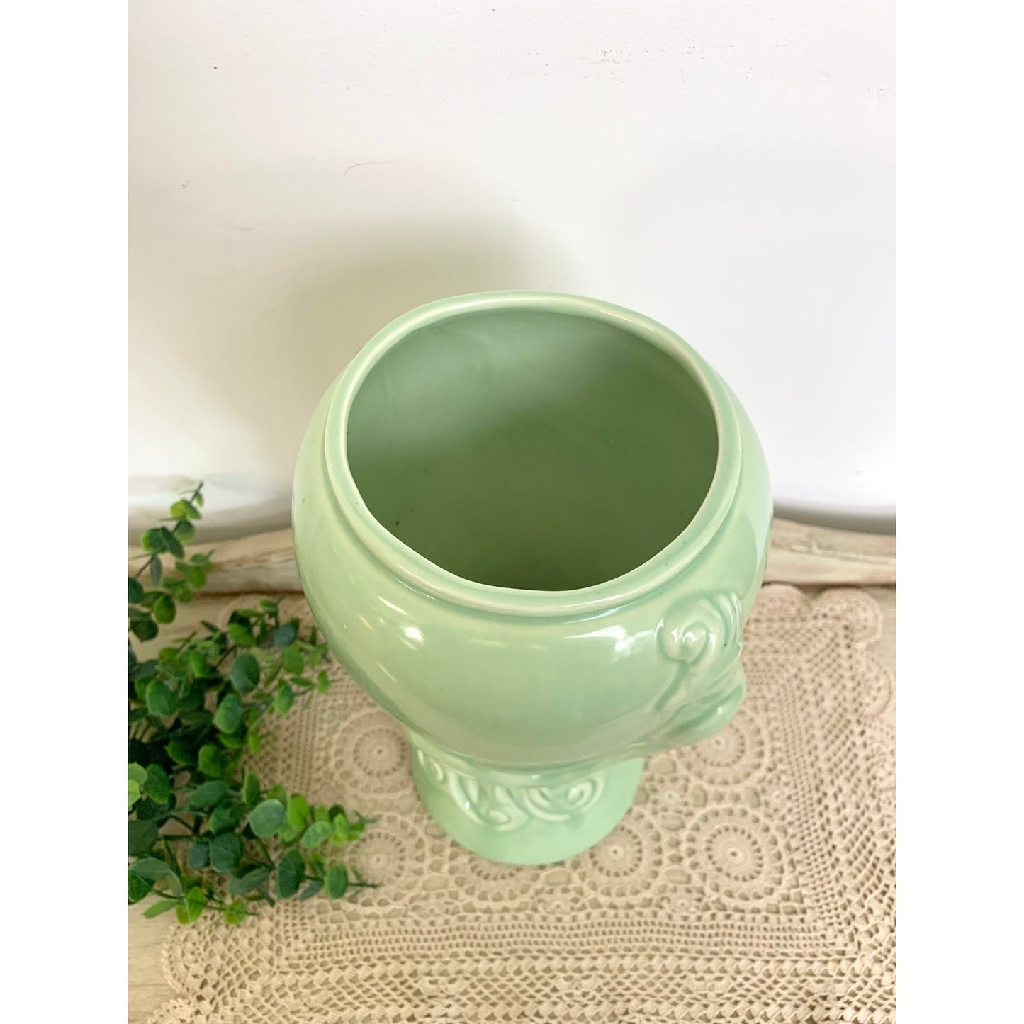 Vintage West Coast Pottery Green Bird Vase Art Deco Style Ceramic 12 Inch