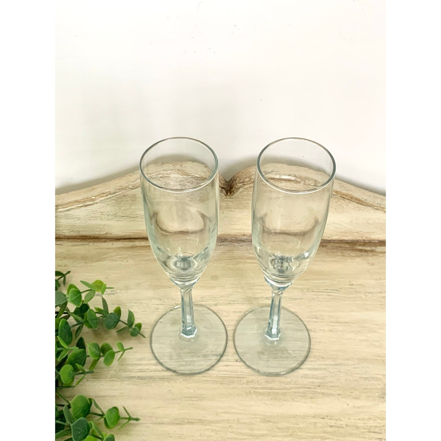 Vintage Champagne Flutes Set Ice Blue Stem Glasses Pair Wedding Servingware