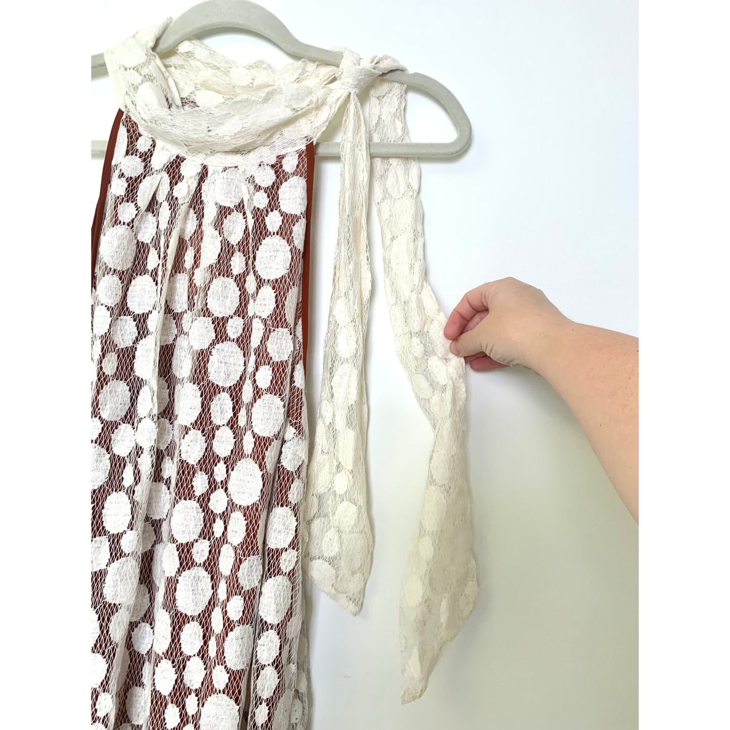 NWT Ryu Lace Pleated Chiffon Halter Tunic Top Size M Whimsy Sheer Boho Feminine