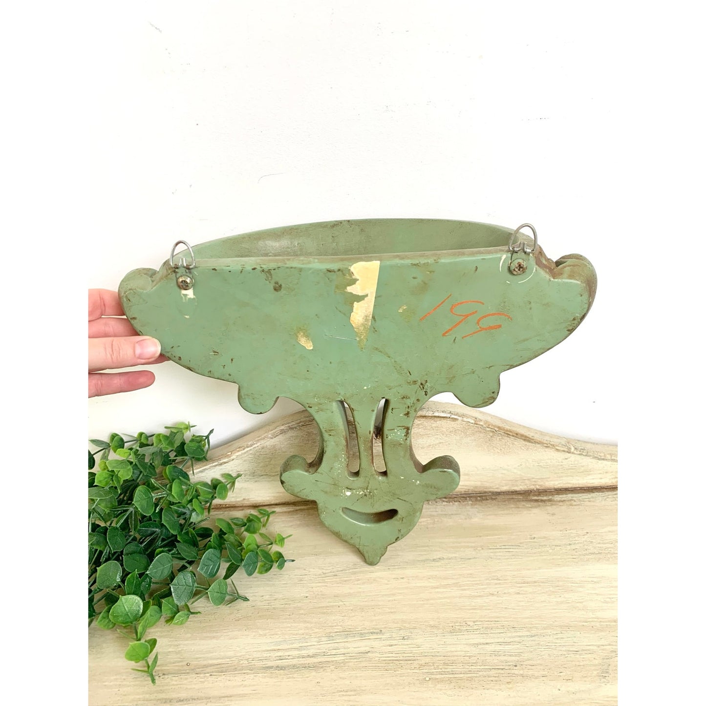 Vintage Wall Pocket Shelf Universal Statuary 1957 Green Gold Hollywood Regency