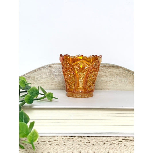 Vintage Imperial Glass Marigold Carnival Glass Toothpick Holder Iridescent Votive
