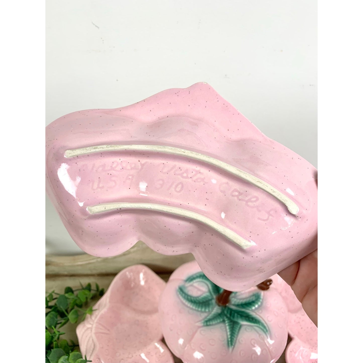 Vintage Pink Strawberry Ceramic Serving Set