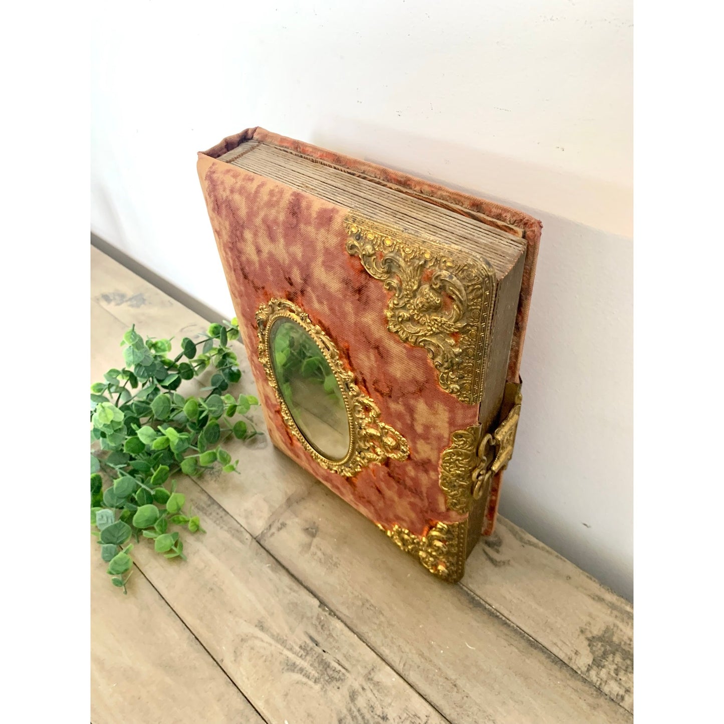 Antique Victorian Photograph Album Cherub Gilt Memorial Keepsake Ephemera Romantic