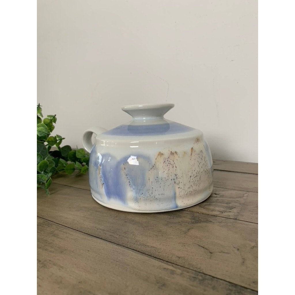 Kravec Studios Art Pottery Vase Oil Lamp Candleholder Signed Ceramic Jug Cottage