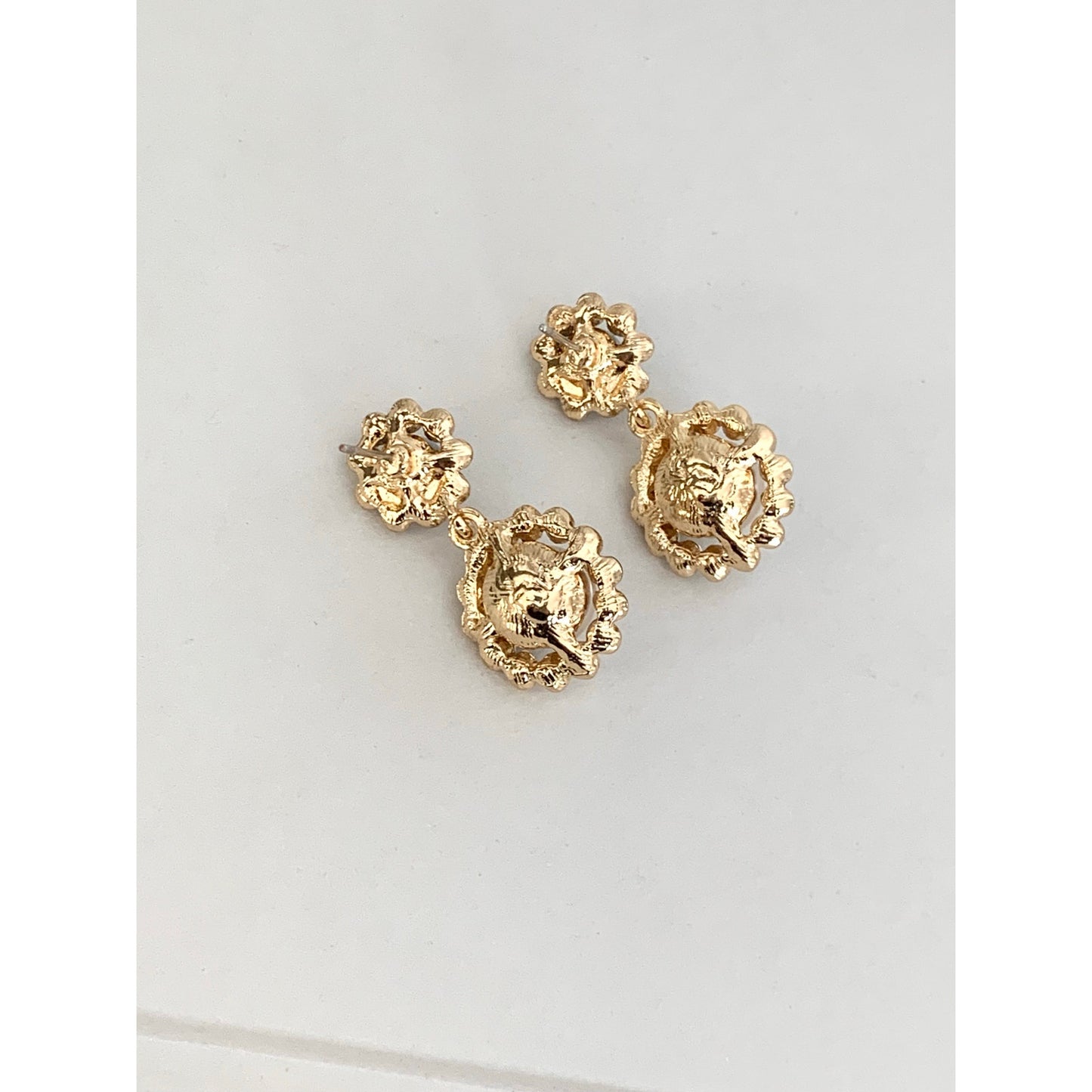 Statement Faux Pearl & Rhinestone Halo Post Back Drop Earrings Romantic Feminine