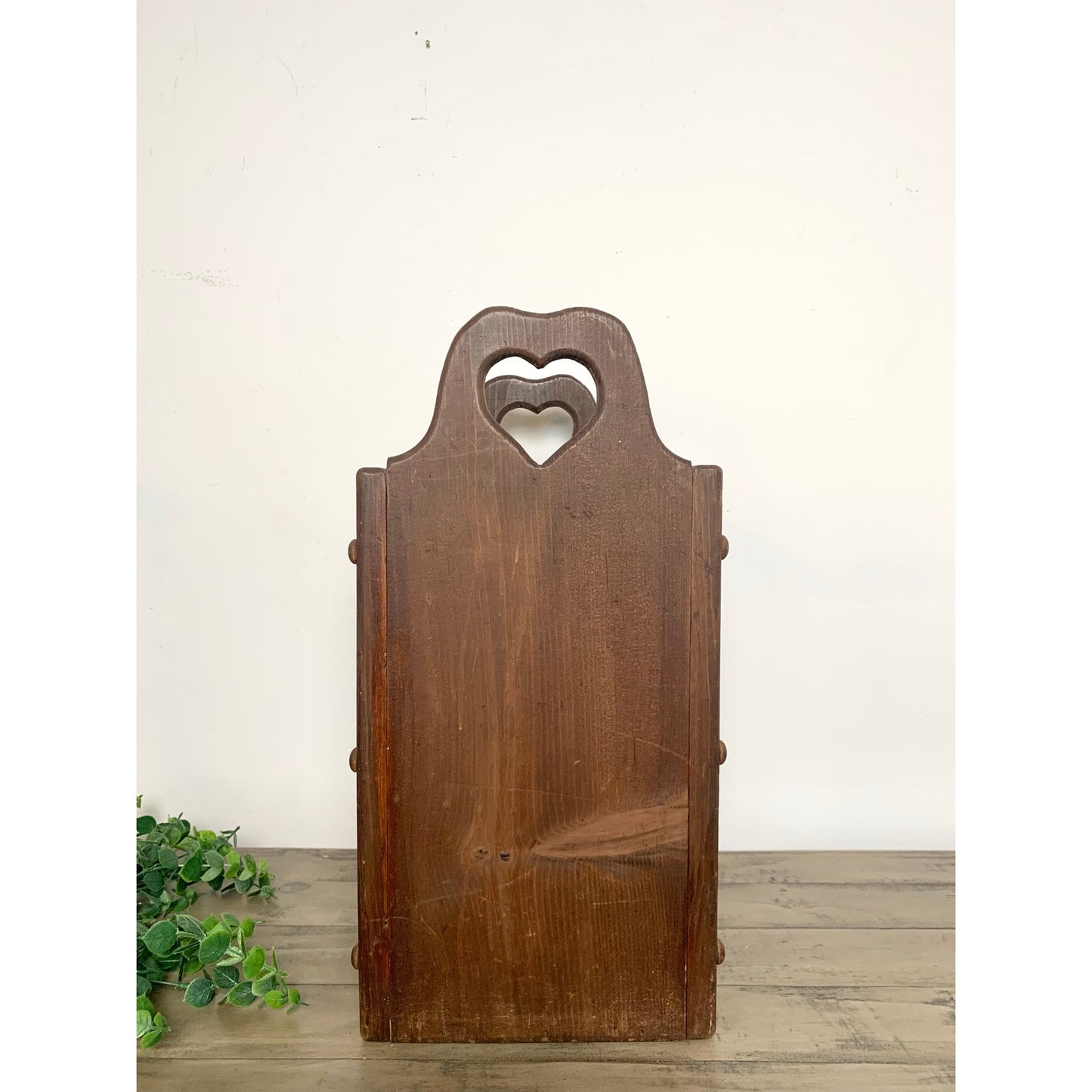Vintage Wood Heart Cutout Umbrella Stand Magazine Holder Primitive Farmhouse Feminine Rustic