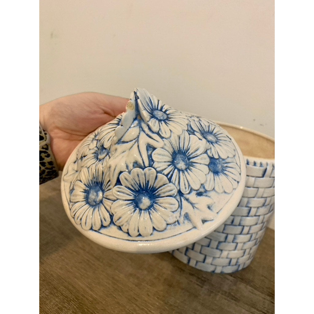 Vintage Lefton Blue & White Daisy Canisters - Set of Two Vintage Kitchen