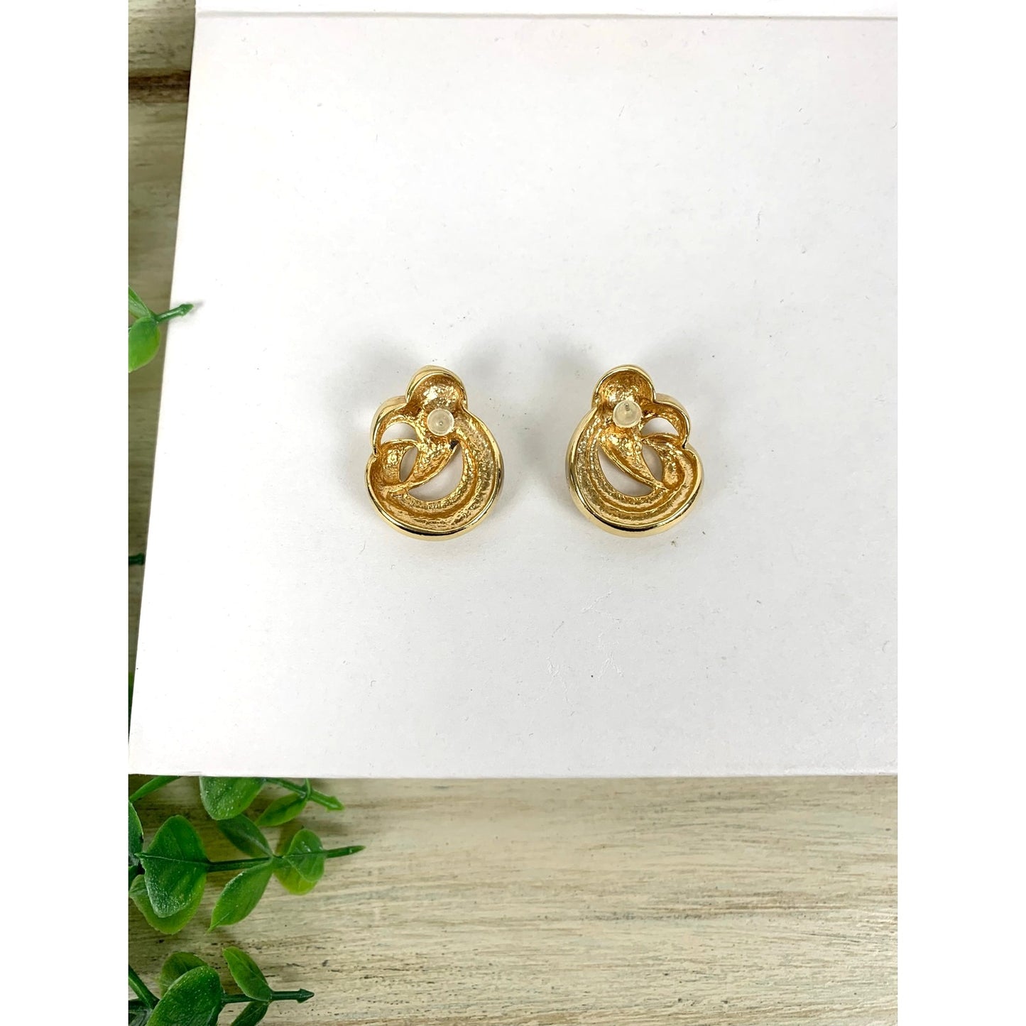 Vintage Goldtone Earrings Chunky Post Back Statement Jewelry 1980s Style Glam