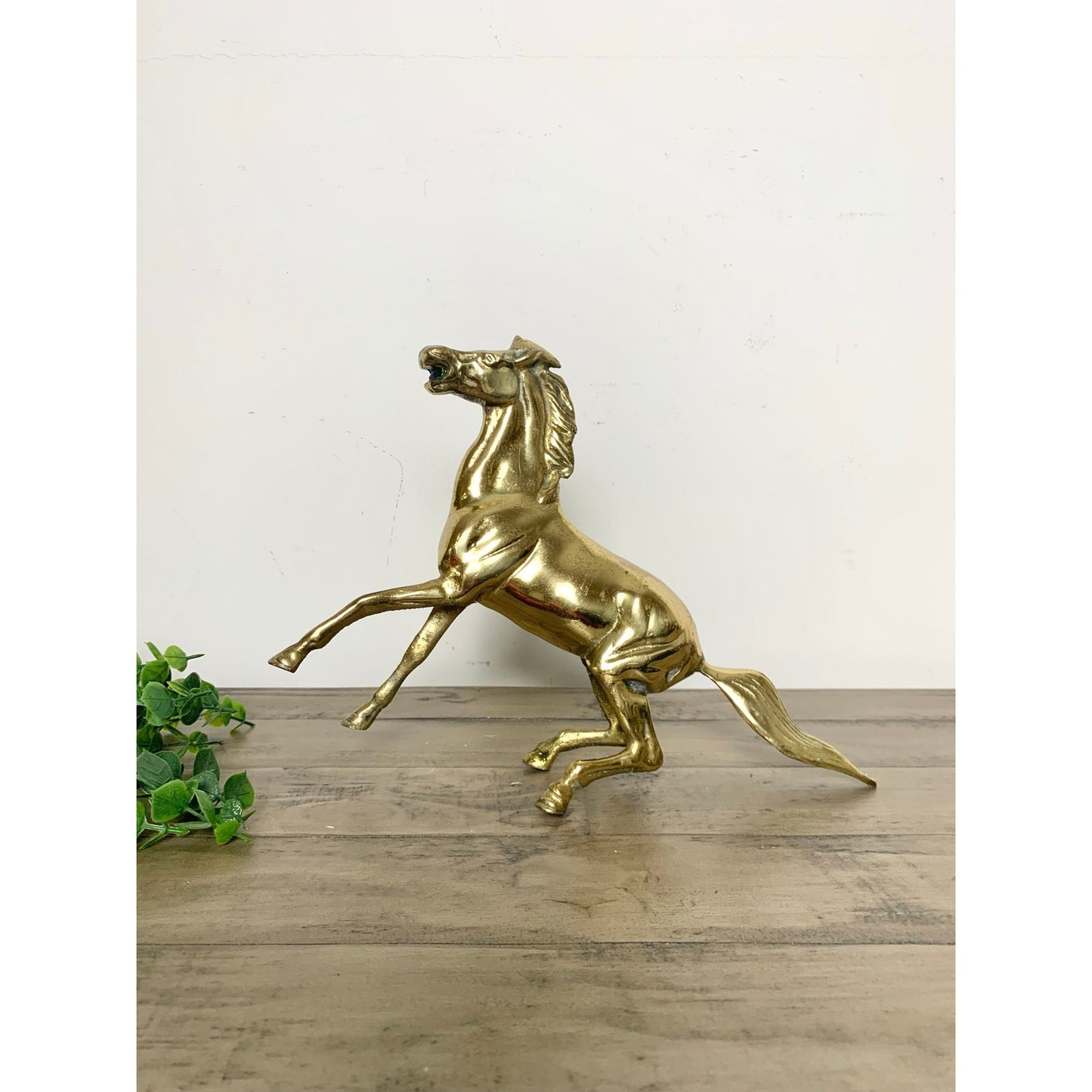 Vintage Solid Brass Horse Figurine Statue Equestrian Stallion Statue Mid Century