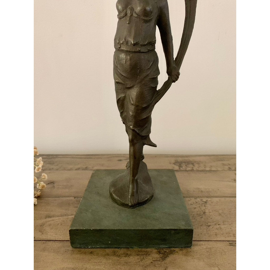 Antique Art Nouveau Bronze Lady Figure Candelabra Statue Romantic Dark Old Money