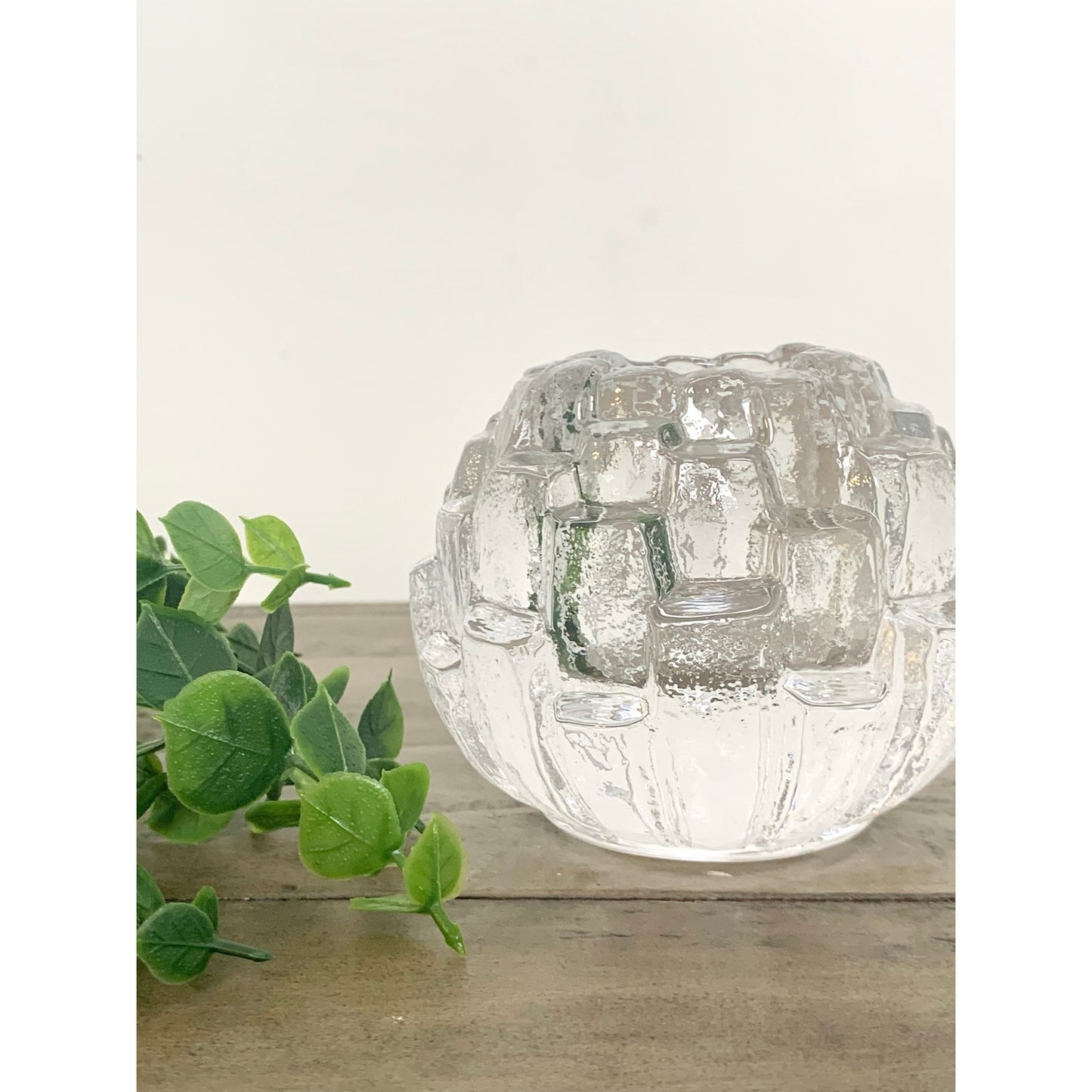 Vintage Kosta Boda Igloo Clear Crystal Glass Candle Votive – Swedish Art Glass 1970s