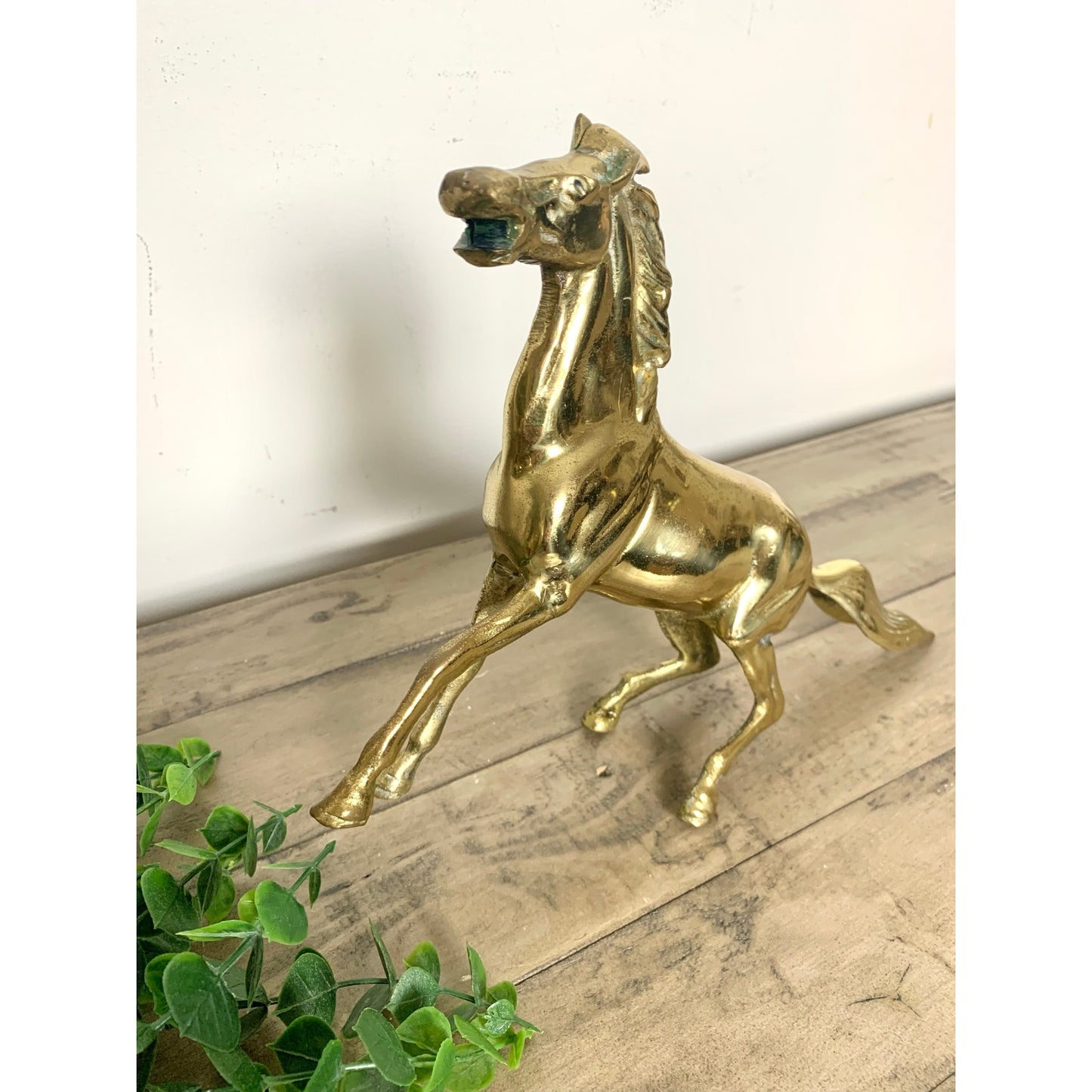 Vintage Solid Brass Horse Figurine Statue Equestrian Stallion Statue Mid Century