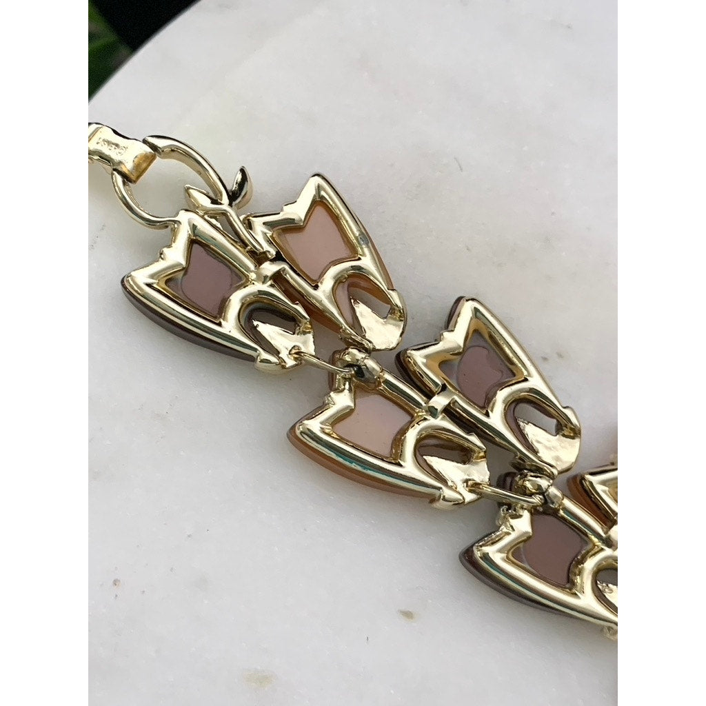 Vintage 1960s Lisner Thermoset Bracelet Oak Leaf & Berry Signed 7.25” Retro MCM