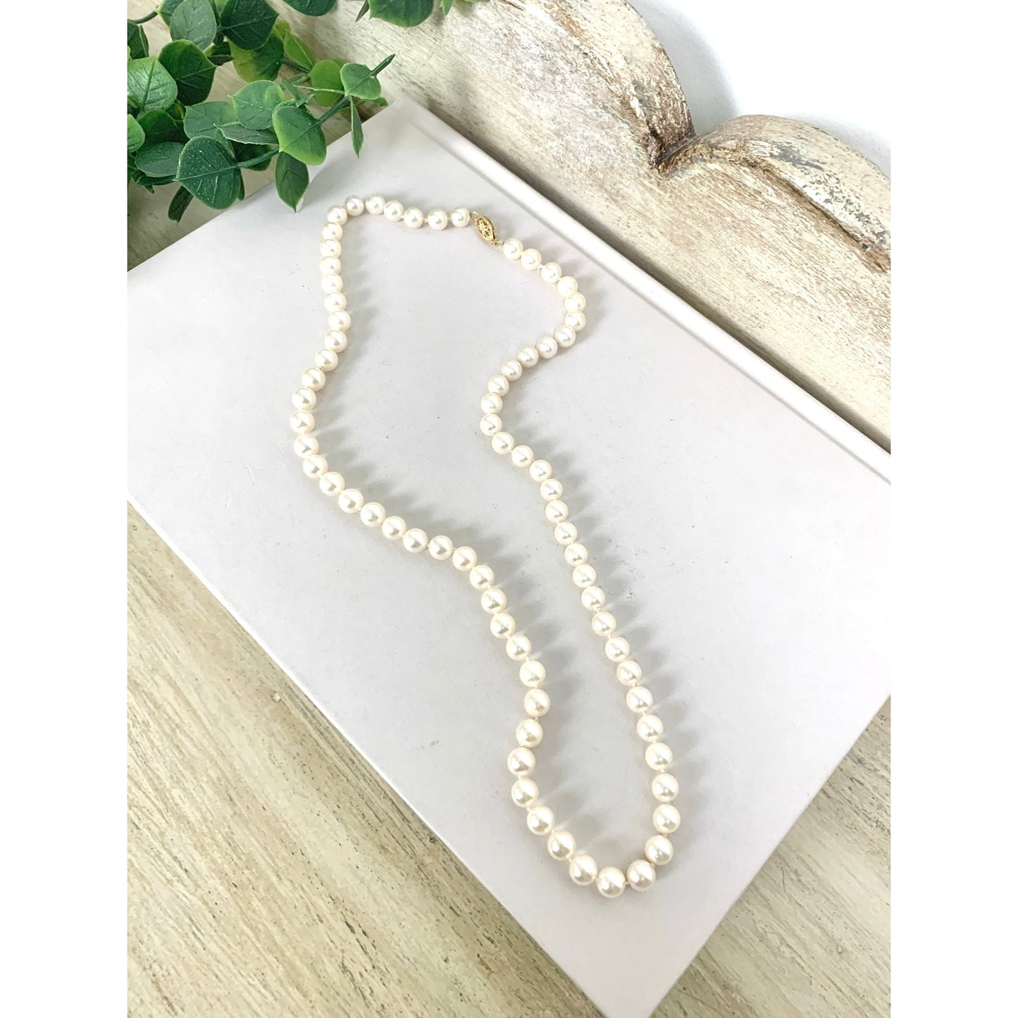 Vintage Cultured Freshwater Pearl Necklace 14K Gold Classic Elegant Bridal Old Money