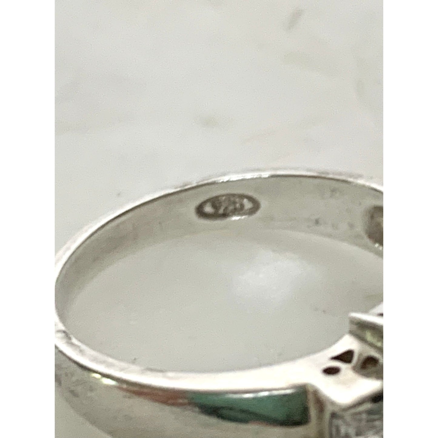 Vintage Sterling Silver Ring with Cubic Zirconia Size 7.25 Princess Cut - 925