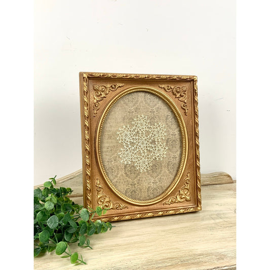 Vintage Ornate Gold Wood Frame with Lace Art Insert Wall Decor Romantic Shabby Chic
