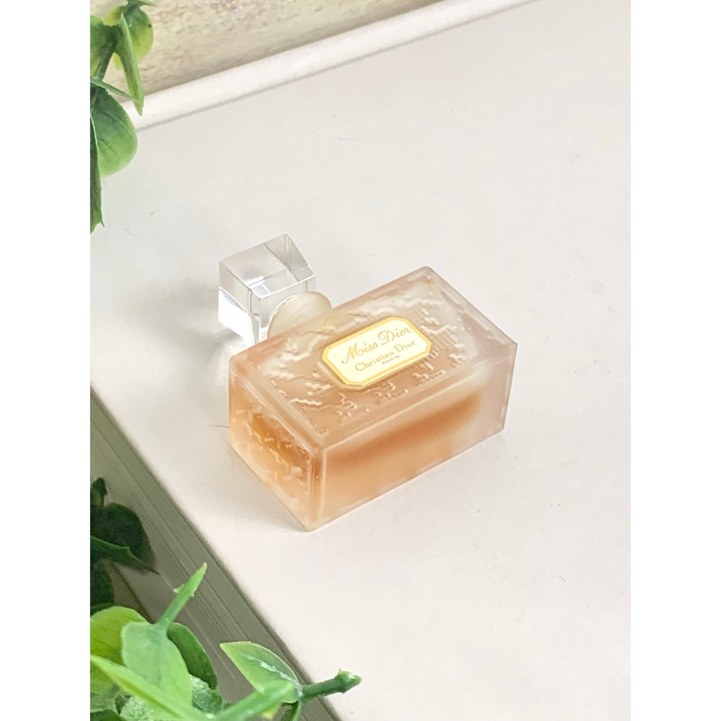 Vintage Christian Dior Miss Dior Miniature Perfume Splash Bottle Frosted Glass