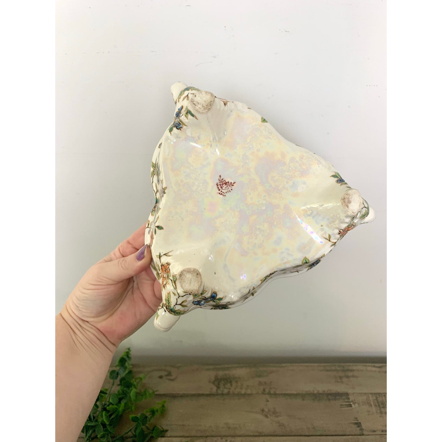 Vintage Japan Floral Ceramic Dish Trinket Serving Lusterware Bowl Catchall Retro