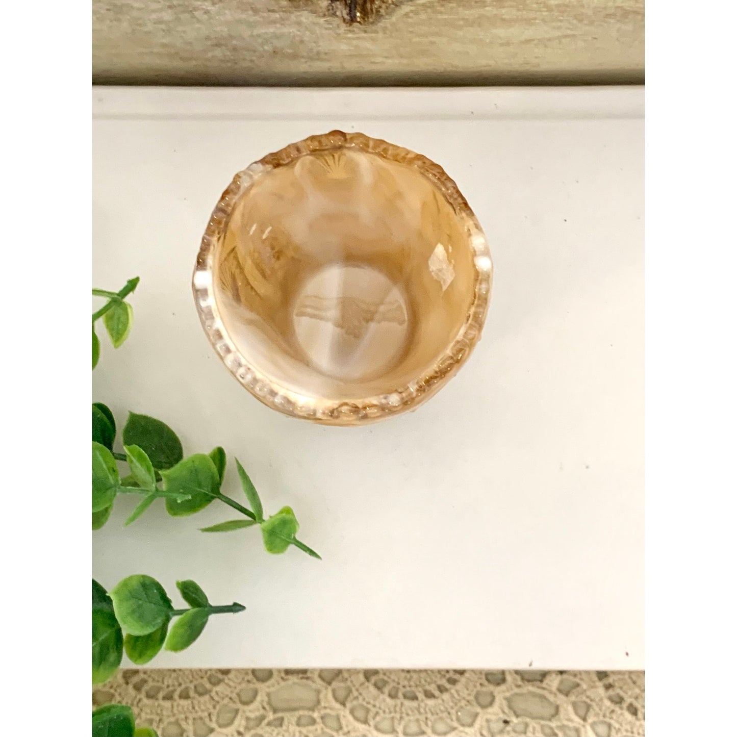 Vintage Imperial Slag Glass Toothpick Holder Caramel White Marbled Match Holder Votive