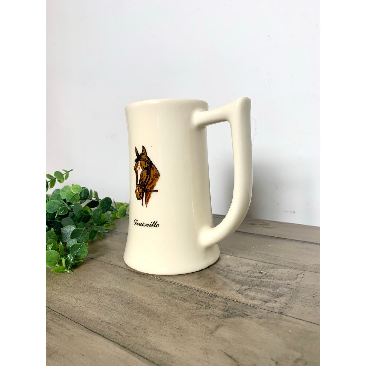 Vintage Louisville Horse Mug Stein Vase Equestrian Souvenir Ceramic USA Derby