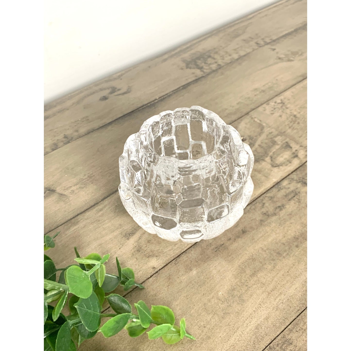 Vintage Kosta Boda Igloo Clear Crystal Glass Candle Votive – Swedish Art Glass 1970s