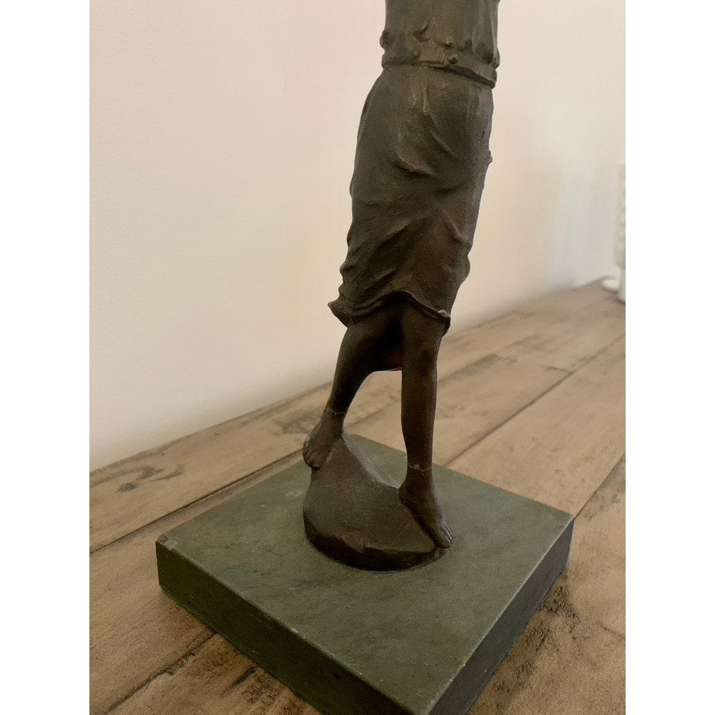 Antique Art Nouveau Bronze Lady Figure Candelabra Statue Romantic Dark Old Money