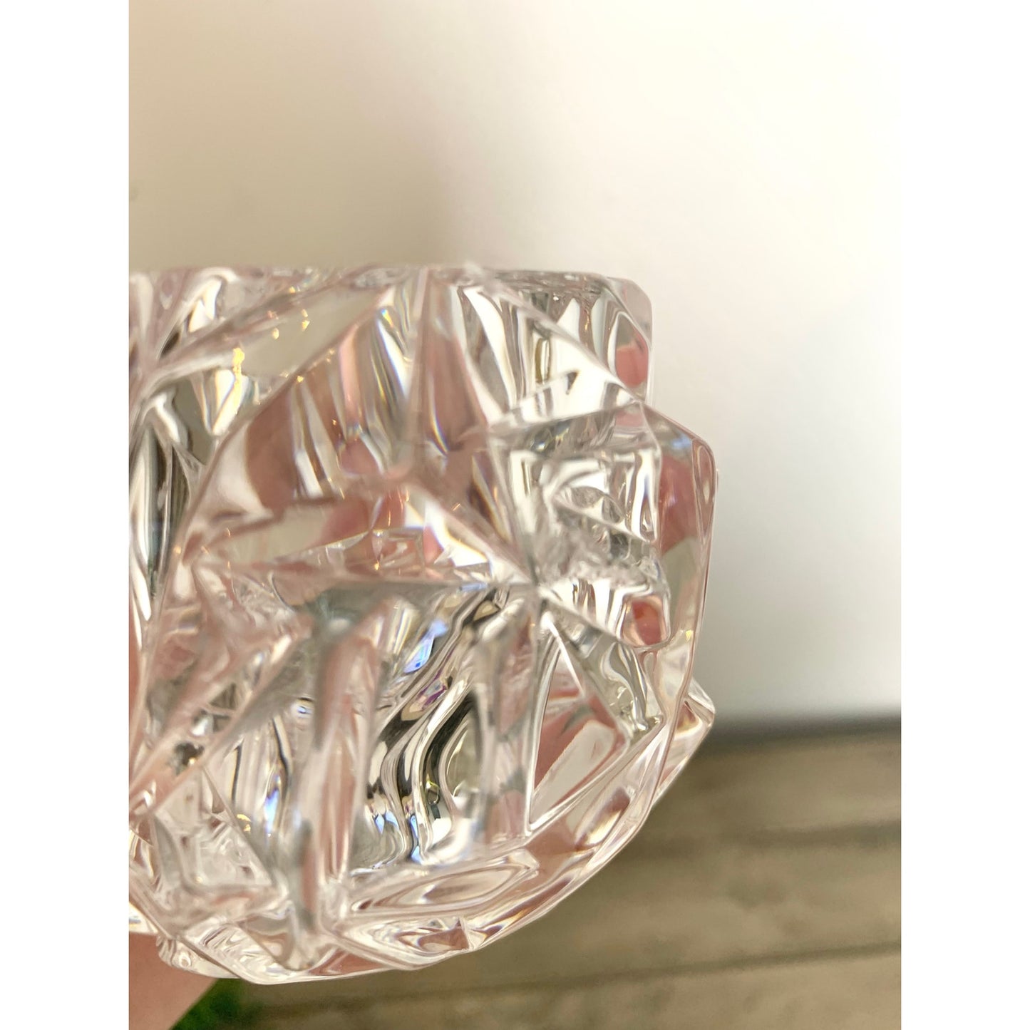 Tiffany & Co. Crystal Faceted Candle Votive Holder – Signed Clear Rock Cut Glass