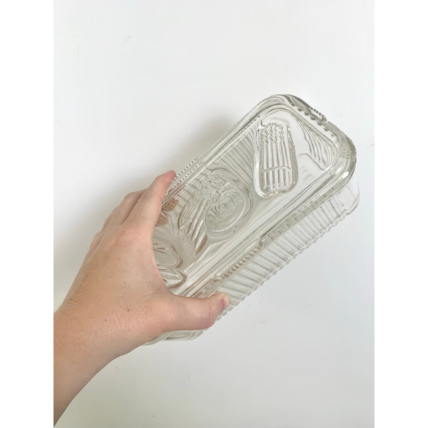 Vintage Federal Glass Refrigerator Dish Lidded Glass Storage Container Retro Vegetable Dish